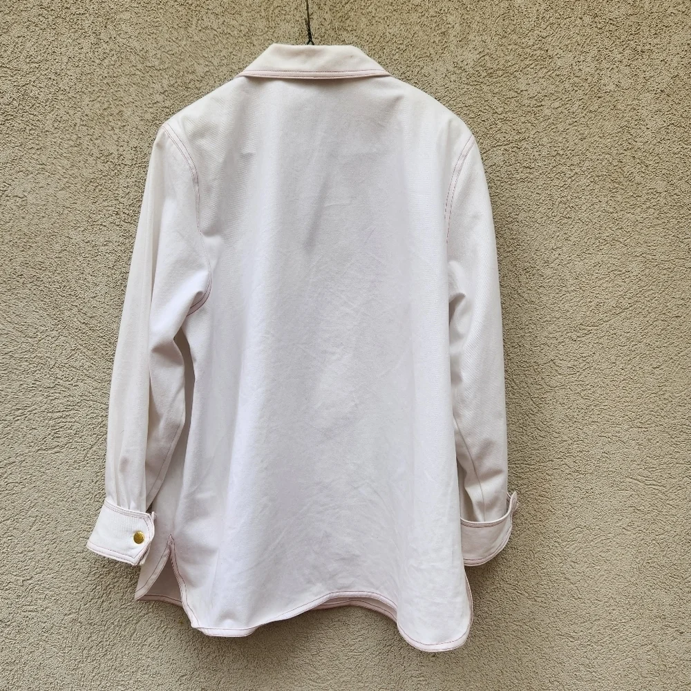 Vintage Bob Mackie Jacket Women’s Medium Cotton Wearable Art Flower Pot Full Zip - Picture 2 of 6